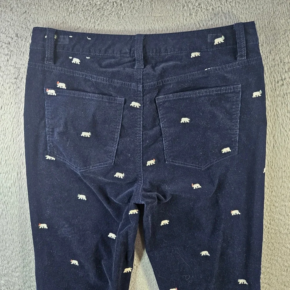 Talbots Corduroy Straight Leg Pants Navy Blue Polar Bear Embroidered Size 6P - Picture 8 of 11